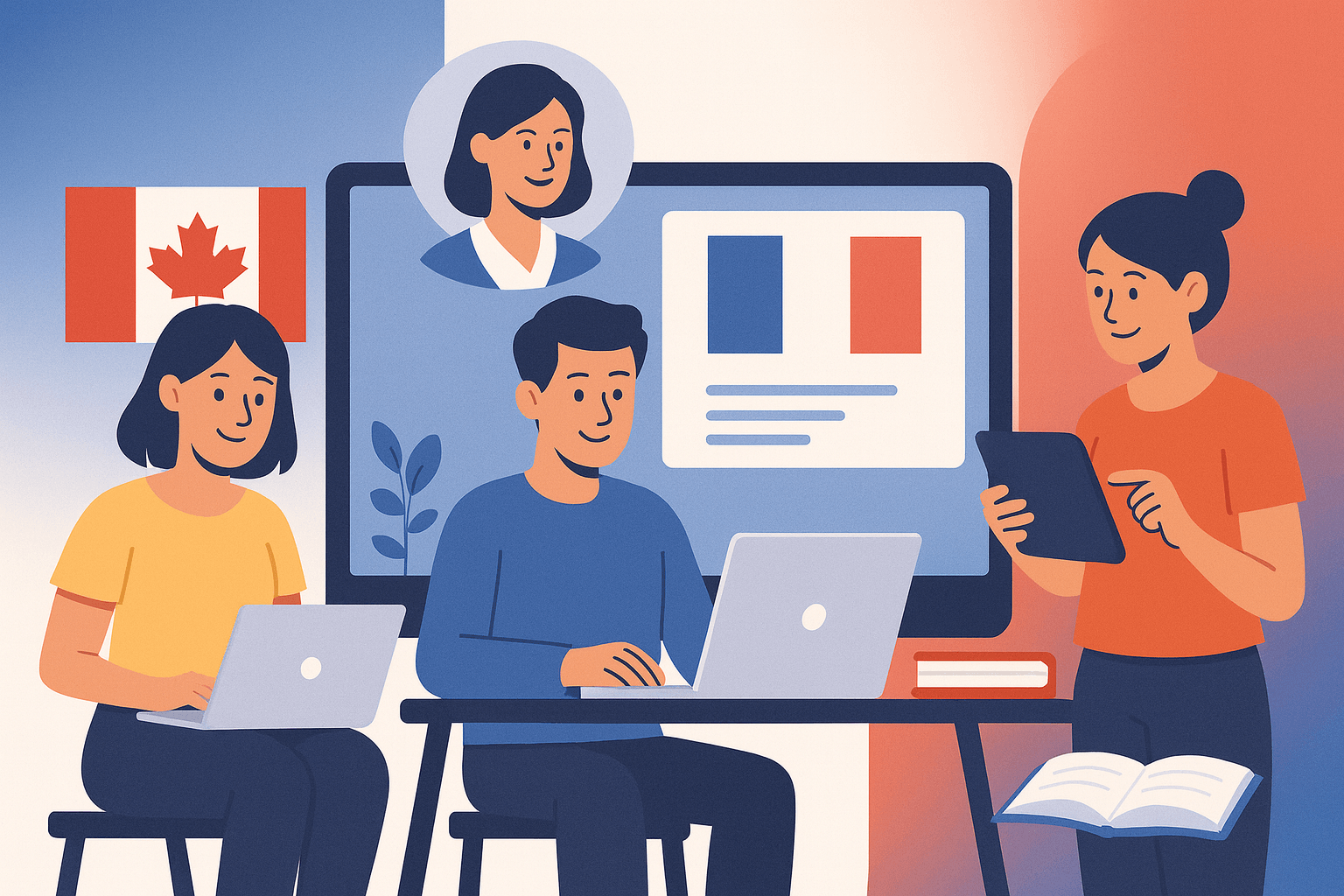 Online French learning session - desktop view